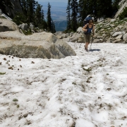 There was still snow in many spots after getting into the talus.