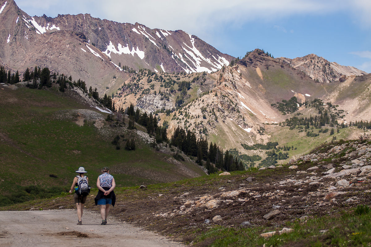 Carly and her Mom during our hike towards Cecret Lake in Albion Basin.