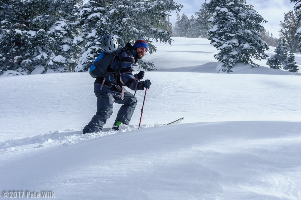 Brett breaking trail the last little bit before we switched over.