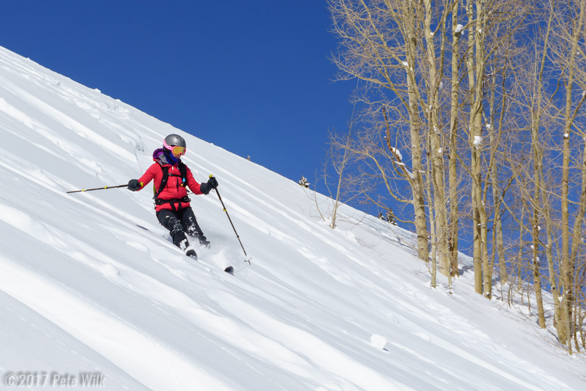 Carly making some turns on a bluebird day.