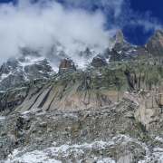 Looking up about 4000' to the tops of the mountains from the Mer de Glace.