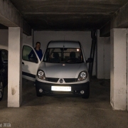 The Kangoo in the parking garage. I\'m glad the van wasn\'t any bigger.