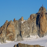 View of the massive rockfall on the Cosmiques Arete.  Hopefully the route will be back in condition next year.