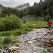 The largest stream crossing we had to do.  Just a few moments prior to this a few pieces of hail started to fall.  Little did we know how bad it would be.