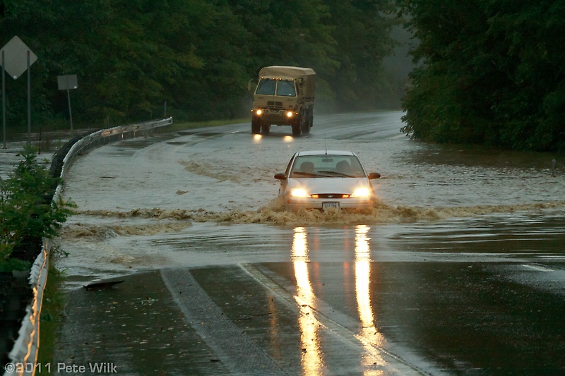 I-91 near exit 5 in Vermont after Hurricane Irene.  Shortly after this was taken the interstate was closed down.