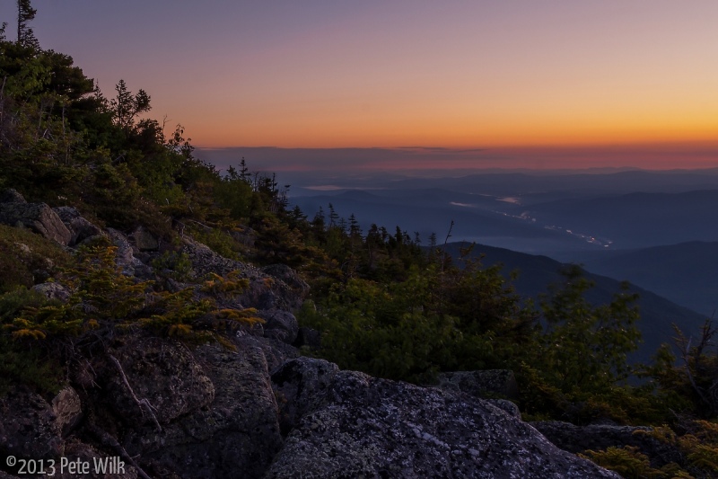 Pre-dawn glow lights the slopes of Mt. Madison.