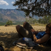 We were tired and hot on the decent.  Here we had just finished the Jacob's Ladder section of the trail, the steepest and most grueling.  Shade is a rare find on this section.