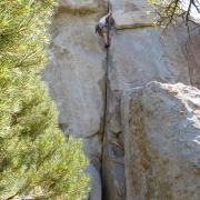 Matt working on Surf Smasher (5.11a).