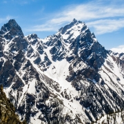 View of the northeast face of Teewinot and Mt. Owen from Symmetry Spire.