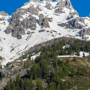 Sunday we attempted the East Ridge of Teewinot but started far too late and only got to the Worshipper and the Idol, the two prominent gendarmes above center.