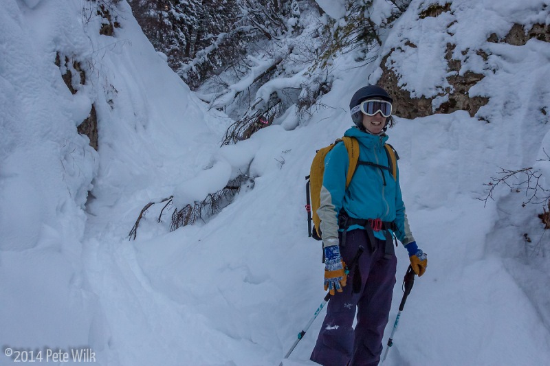 The survival ski of Pole Canyon on the way out.  This was near the end of our hour long slog through brush, trees, and gully.