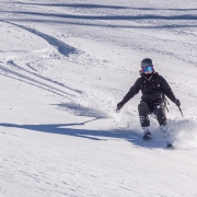 Carly working the slope.