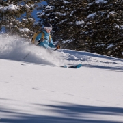 After the open bowl we had some great tree skiing.  Less crust in here.