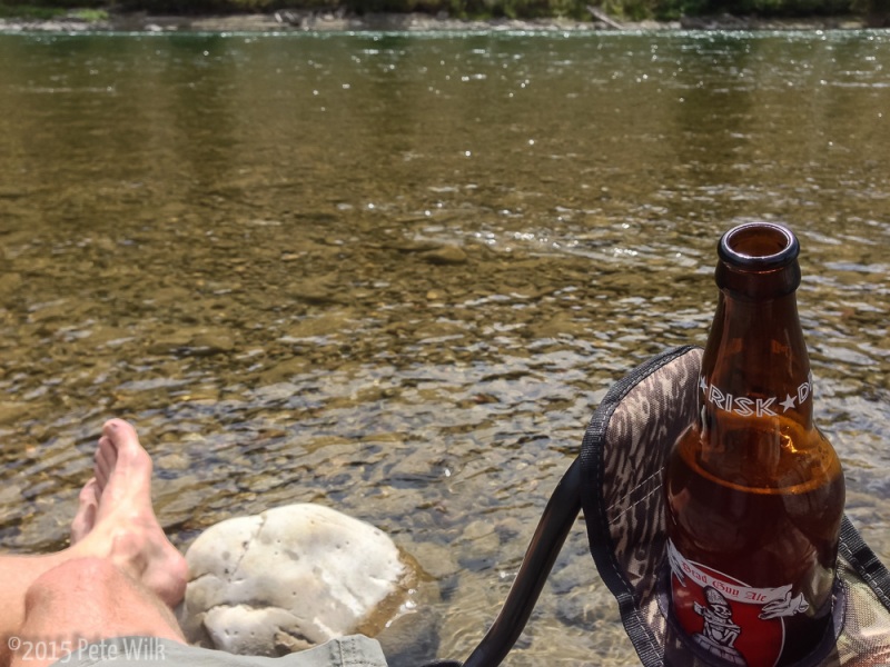 What does one do after a sub-12 hour trip up the Grand?  Sit on a river and drink a beer!