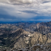 Alpine views all around.  Weather held out for us and didn't rain for real until we were at the Moraines.