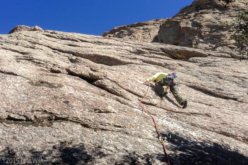 Carly leading me up the classic Theater of Shadows (5.7).