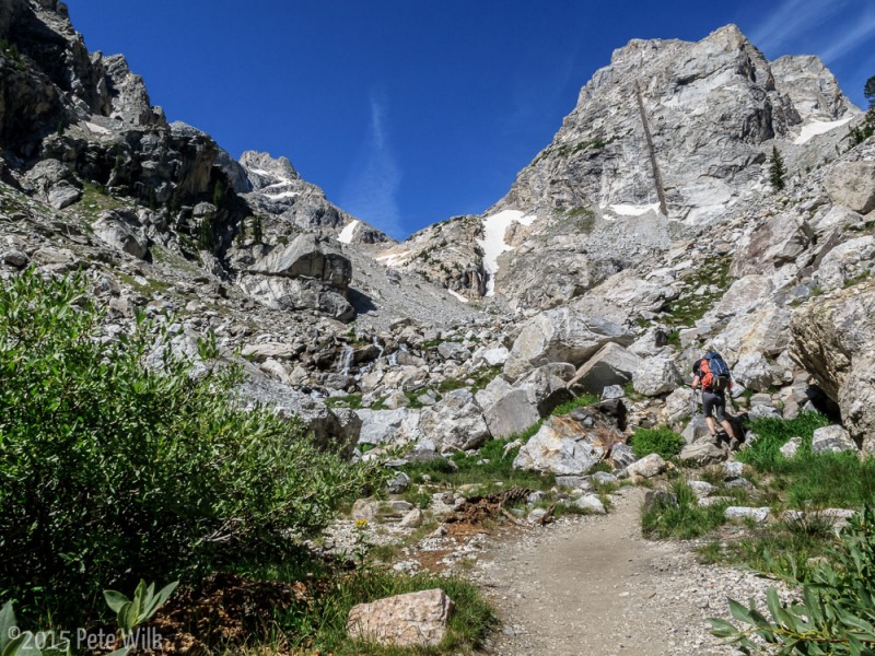 Carly taking in the scenery at the Meadows camping area in Garnet Canyon.