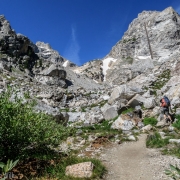 Carly taking in the scenery at the Meadows camping area in Garnet Canyon.