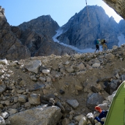 Our sweet, though highly visible spot on the apprach trail to the Lower Saddle.