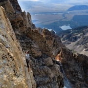 Fellow climber on the Goldface (5.10) variation of the Lower Exum.