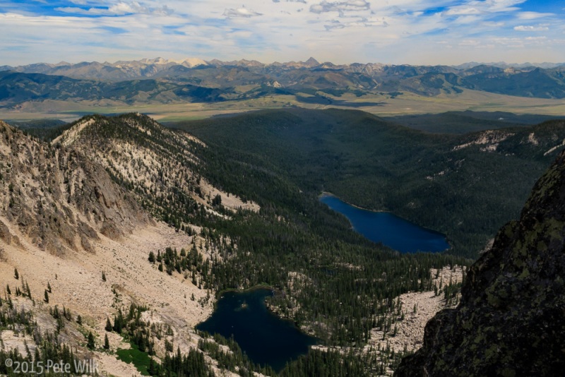 Looking back towards our camp--the far end of the close lake.  The other is Hell Roaring Lake.  Our hike our goes directly away from the lake in the middle of the flat forested valley.
