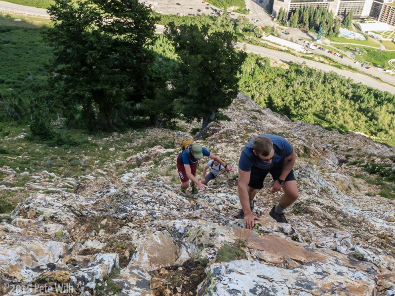 Mark, Eric and Jamie working up the toe of the South Ridge of Superior.