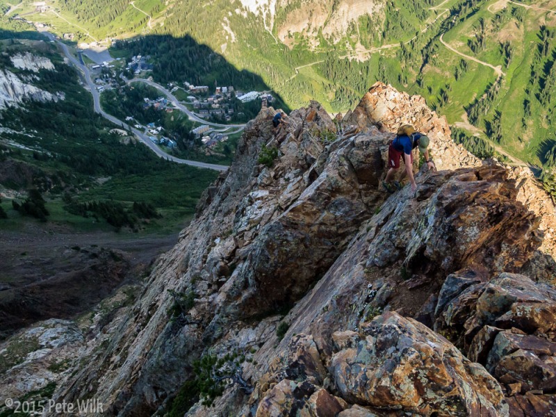 Plenty of exposed knife edge ridge climbing here.