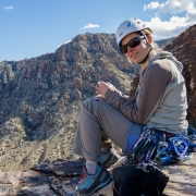 \"Summit\" of Diet Delight (5.9).  There wasn\'t really a summit, but this nice flat rock was close.