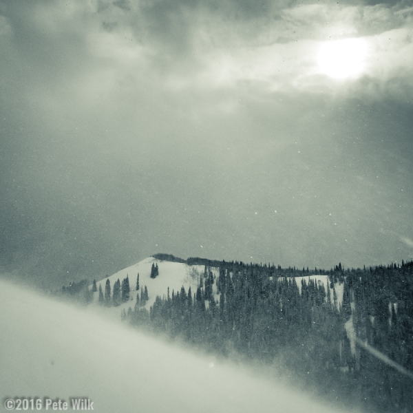 Looking towards Tom\'s Hill from Peak 9401\' on a windy, snowy Christmas Eve.