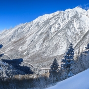 Looking west down Little Cottonwood Canyon towards Salt Lake City.