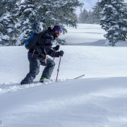 Brett breaking trail the last little bit before we switched over.