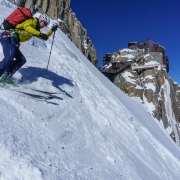 Adam skiing the ridge section.  I walked down in crampons.