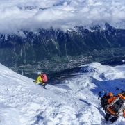 Adam making the turns on the initial section.  I followed the congo line until the ridge flattened out a bit.