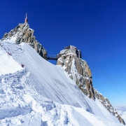 Looking back up the ridge towards the Midi station.  The cables and bridge are seen on the right and center, respectively.