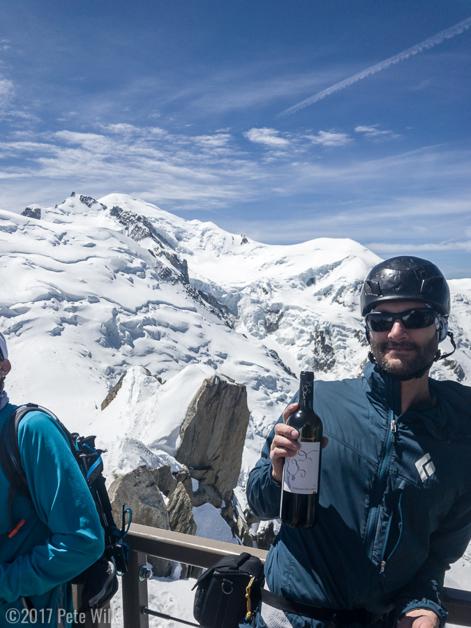 Summit wine.  Its France, they don't do PBRs.  Mont Blanc in the background.