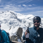 Summit wine.  Its France, they don't do PBRs.  Mont Blanc in the background.