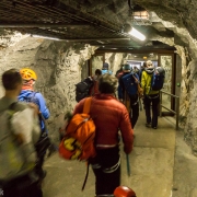 Once at the top of the telepherique theres a rock tunnel before getting onto the bridge.