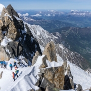 Enjoying the view just into the classic Cosmiques Arete.