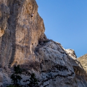 A bit more proper of a route Sunset Lanes (5.11d).