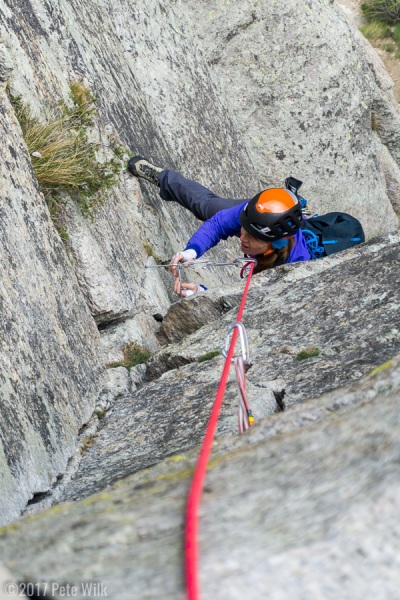 Carly coming up P2 of one of the lines we did.  The climbing was great varied crack climbing.