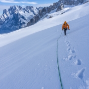 Carly slogging along in our footsteps.