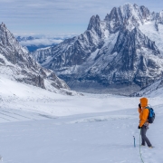 Carly soaking in the view down the Vallee Blance.