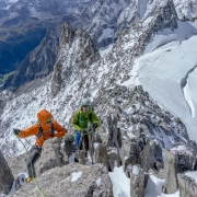 Me leading the way along the Aiguille d\'Entreves ridge.