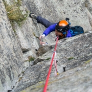 Carly coming up P2 of one of the lines we did.  The climbing was great varied crack climbing.