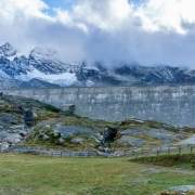 The large dam to generate hydroelectic power.  This is the dam that occasionally people find mountain goats walking on.