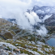 One more of the road and alpine landscape.  These clouds were coming up the valley and forming.