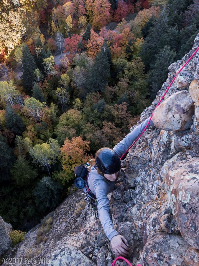 Another multipitch classic in Maple Canyon, Grecian Highway (5.9).