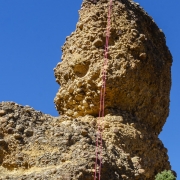 Carly rapping off of the summit block.