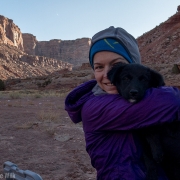 Carly cuddling with the puppy Stella/Guadalupe/Thunder Pants depending on who you ask.