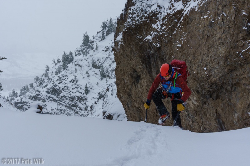 The alpine simulator of Broken Hearts. First three pitches are fun WI3 and then a bunch of canyoneering style walking with rambling ice steps.